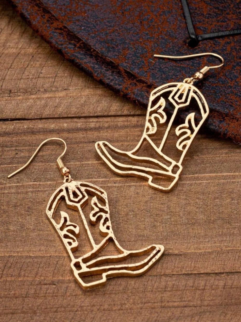 Gold Tone Cowboy Boots Earrings Fashion Jewelry